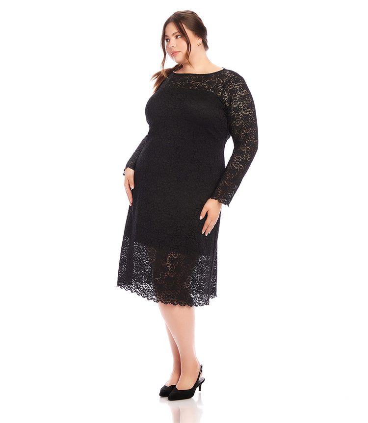 Plus Size Column Lace Dress