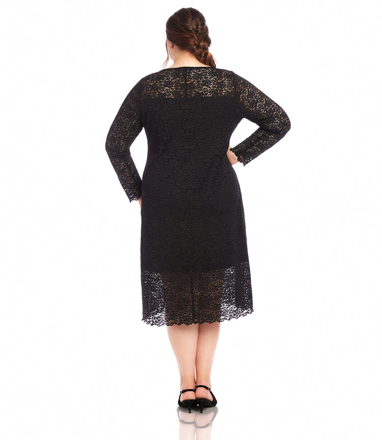 Plus Size Column Lace Dress