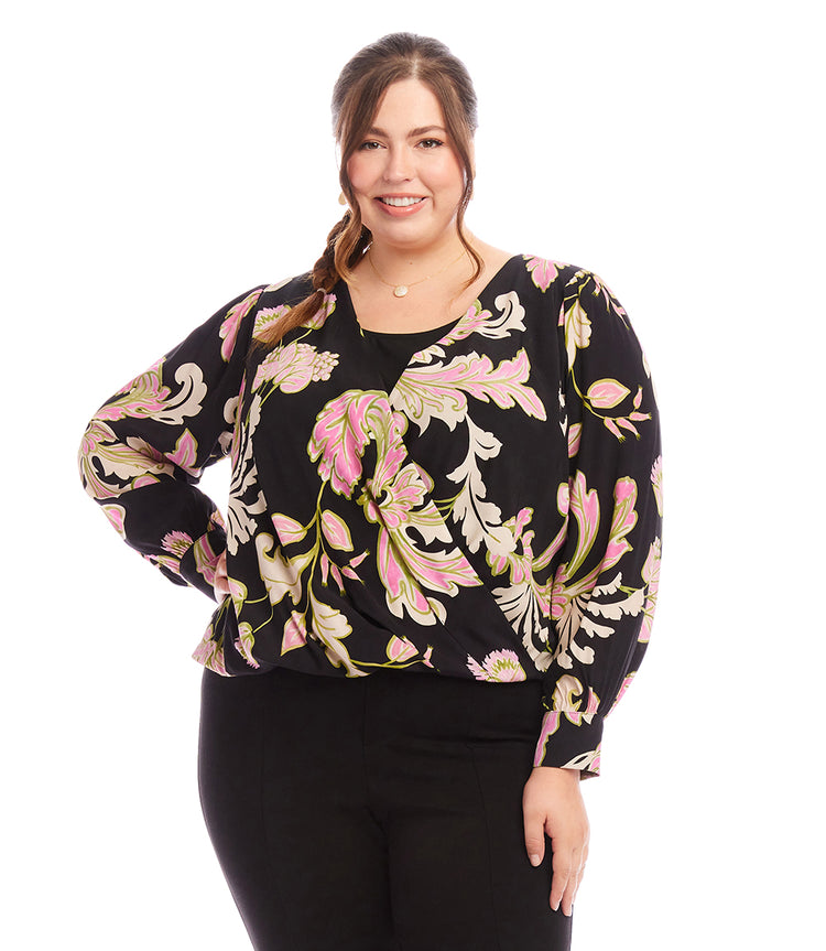 Plus Size Drape Front Top