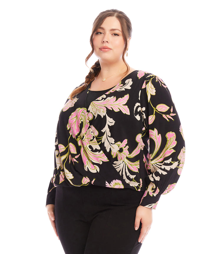 Plus Size Drape Front Top