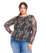 Plus Size Mesh Long Sleeve Top