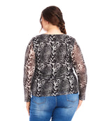 Plus Size Mesh Long Sleeve Top