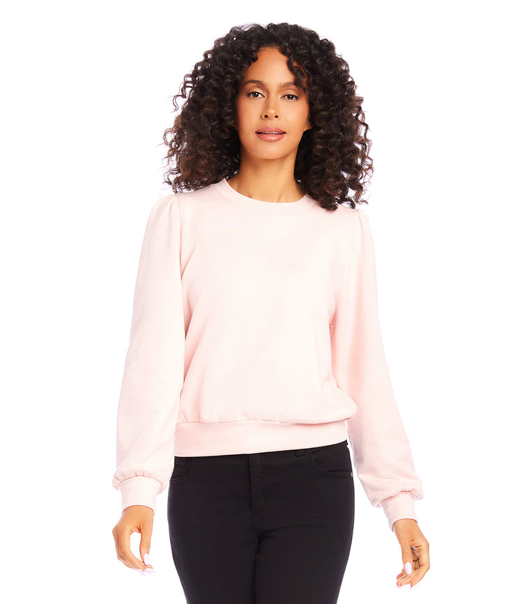 Pink puff sleeve sweatshirt sale