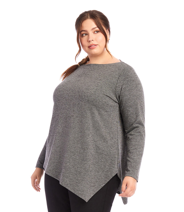 Plus Size Asymmetric Boatneck Top