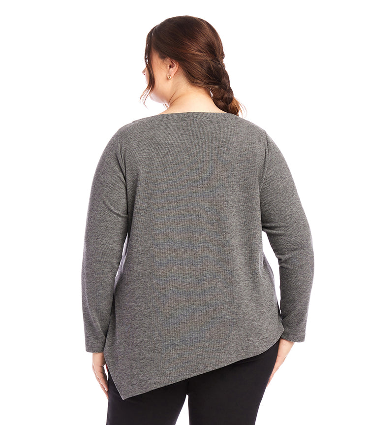 Plus Size Asymmetric Boatneck Top