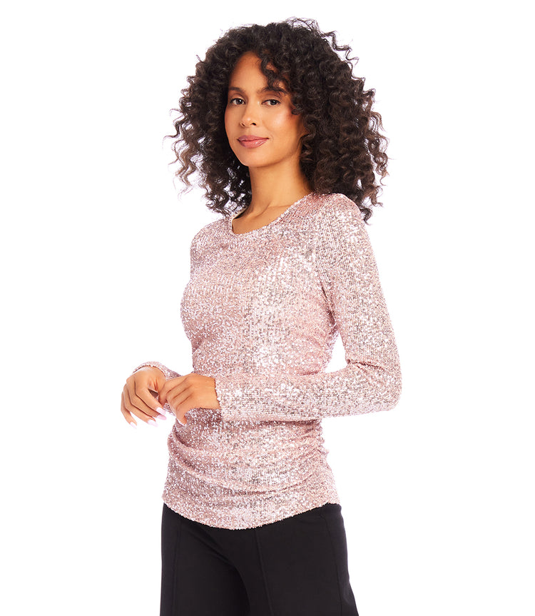 Sequin Side Shirred Top