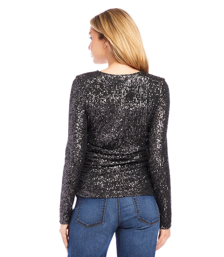 Sequin Side Shirred Top