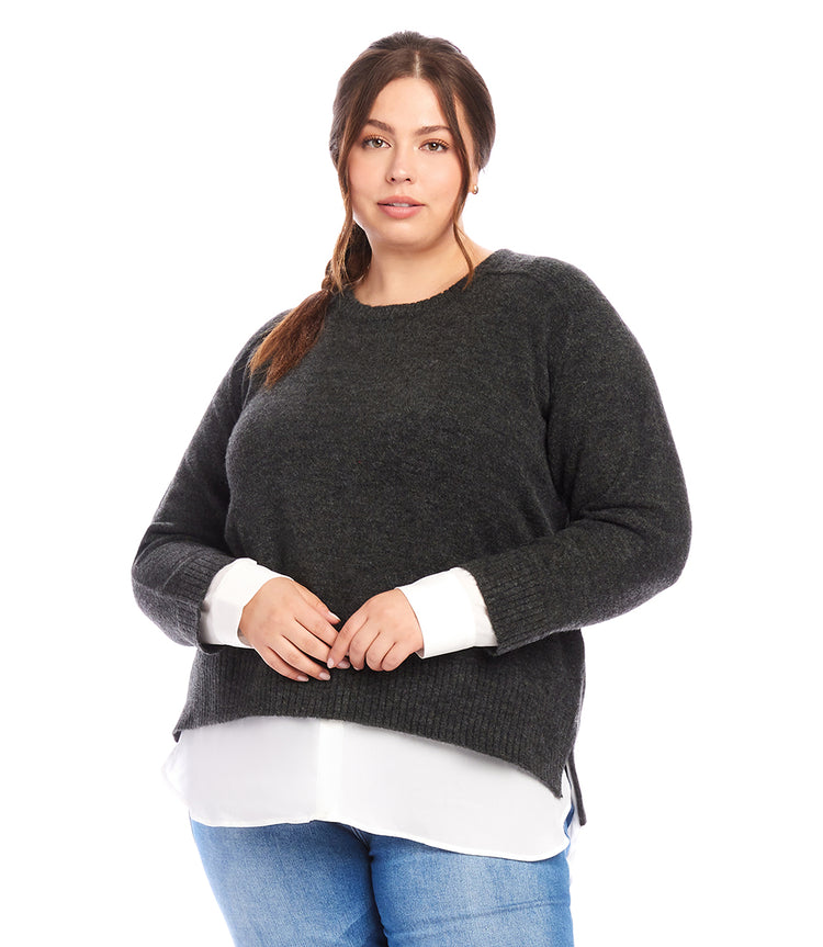 Plus Size Layered Crewneck Sweater