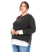 Plus Size Layered Crewneck Sweater