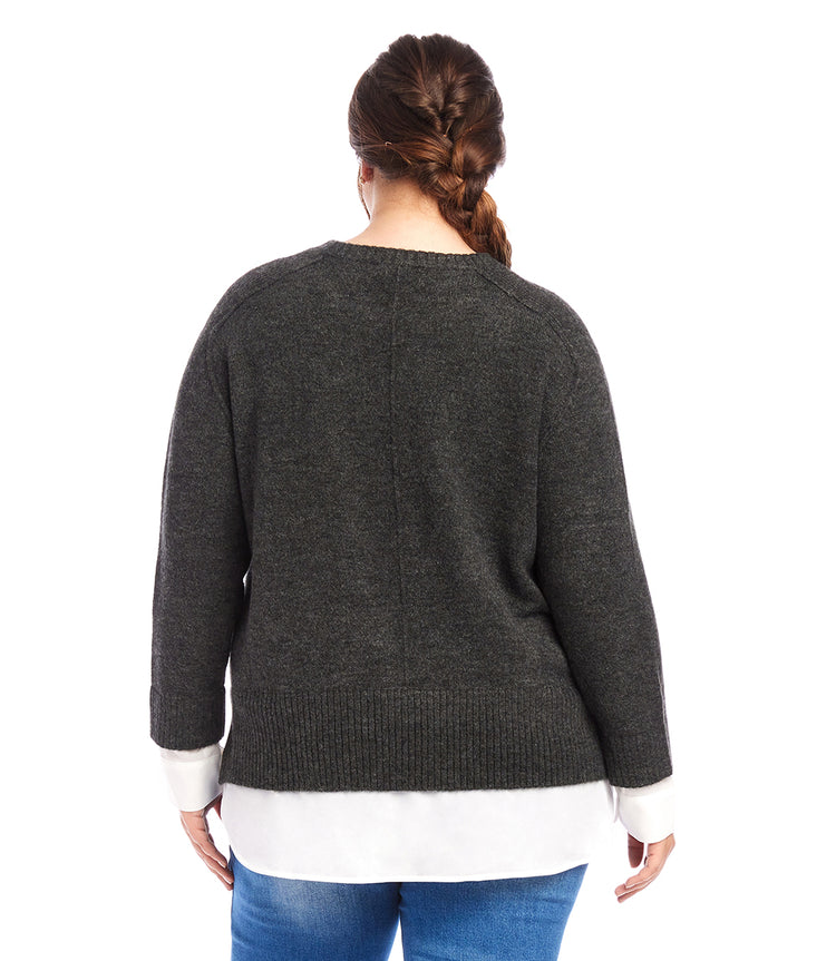 Plus Size Layered Crewneck Sweater