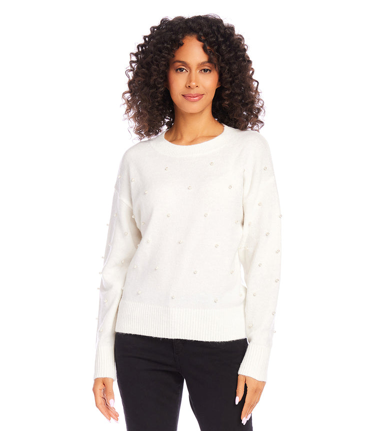 Petite Size Pearl Crewneck Sweater