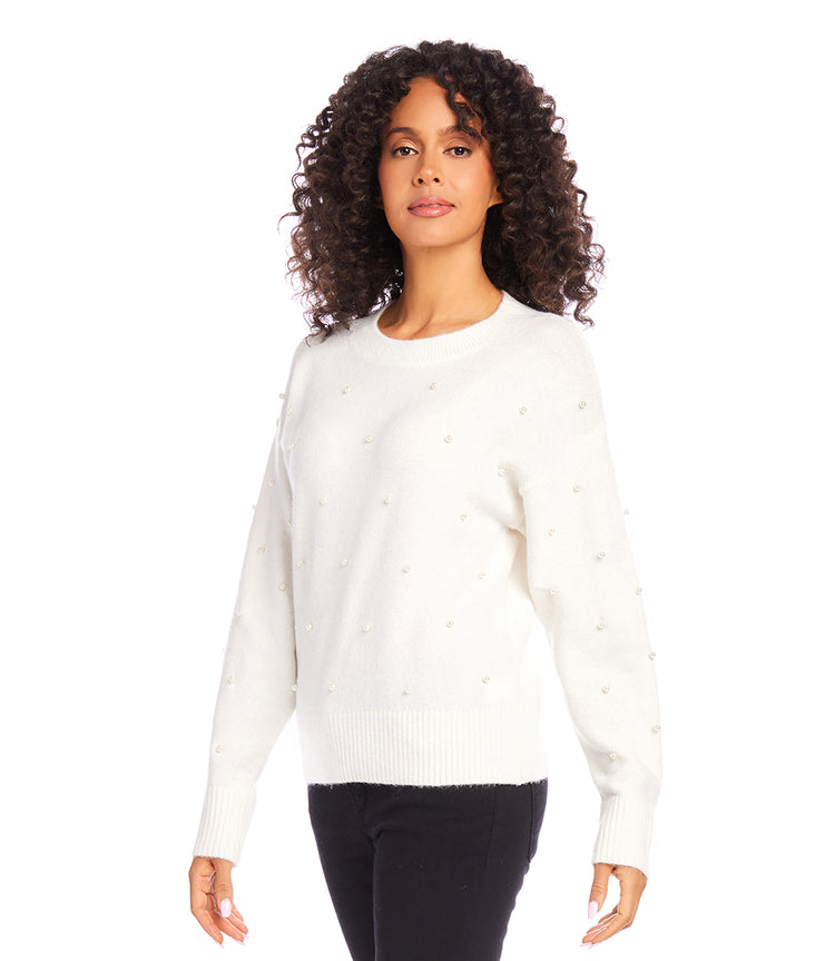 Petite Size Pearl Crewneck Sweater