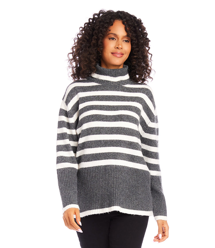 Stripe Turtleneck Sweater