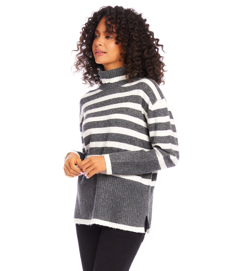 Stripe Turtleneck Sweater