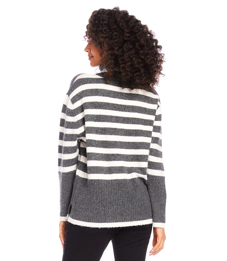 Stripe Turtleneck Sweater