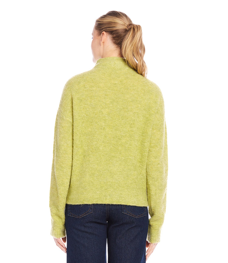 Petite Size Mock Neck Boucle Sweater