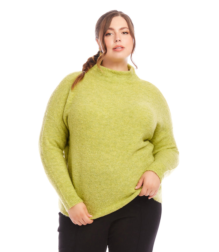 Plus Size Mock Neck Boucle Sweater