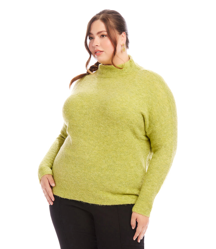 Plus Size Mock Neck Boucle Sweater