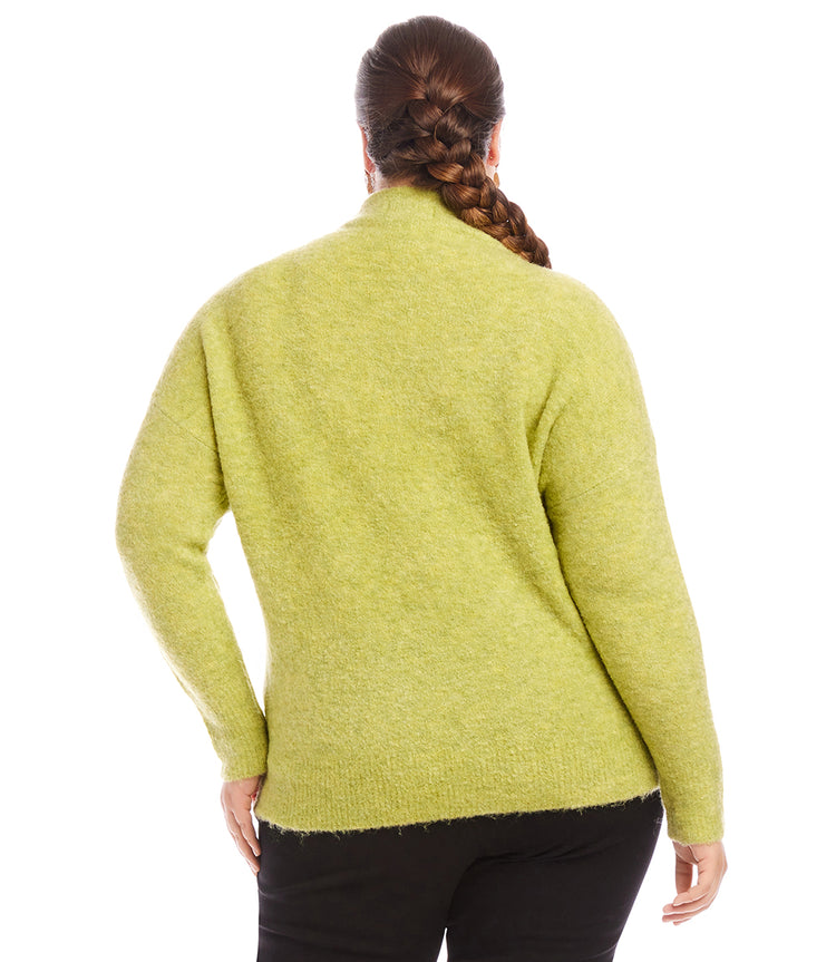 Plus Size Mock Neck Boucle Sweater