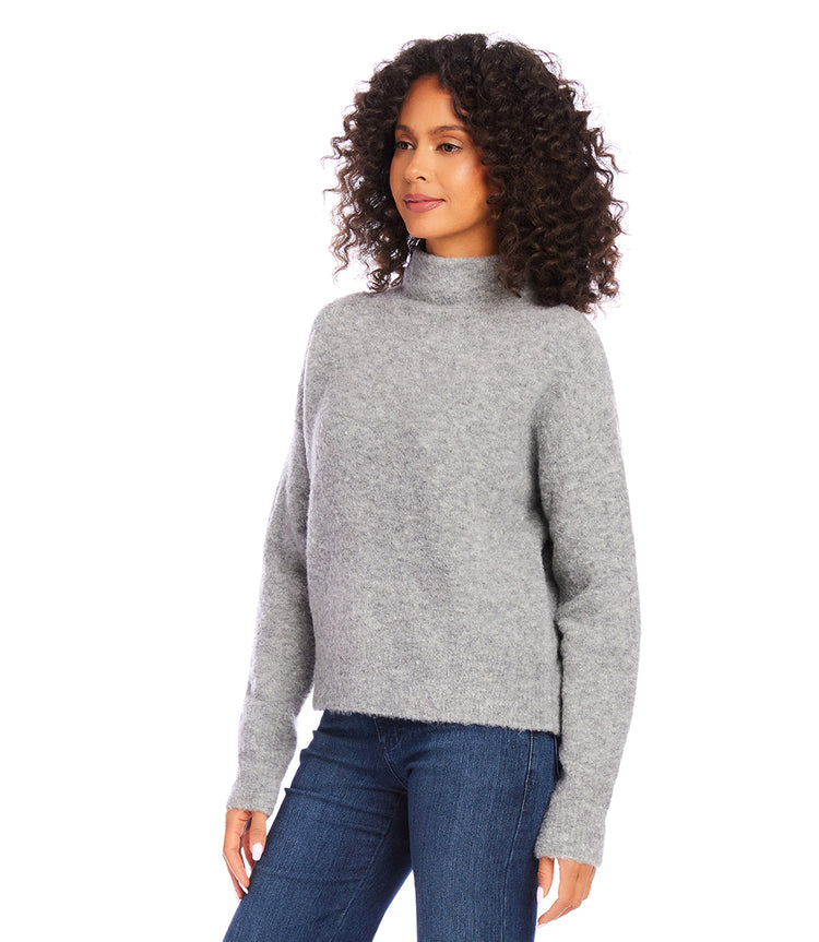 Mock Neck Boucle Sweater