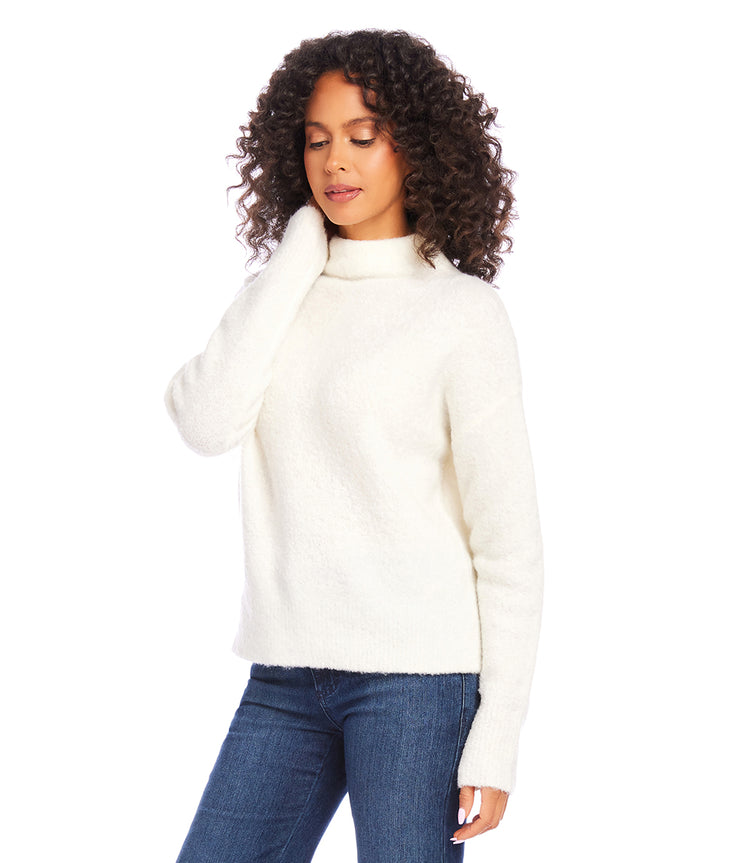 Mock Neck Boucle Sweater