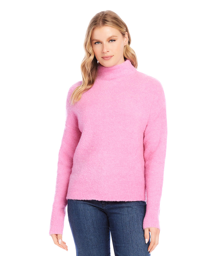 Mock Neck Boucle Sweater