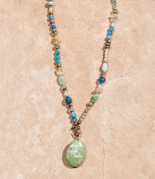 Green Gemstone Beaded Pendant Necklace | Karen Kane