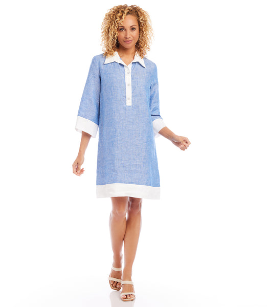 Blue Contrast Shirtdress | Karen Kane