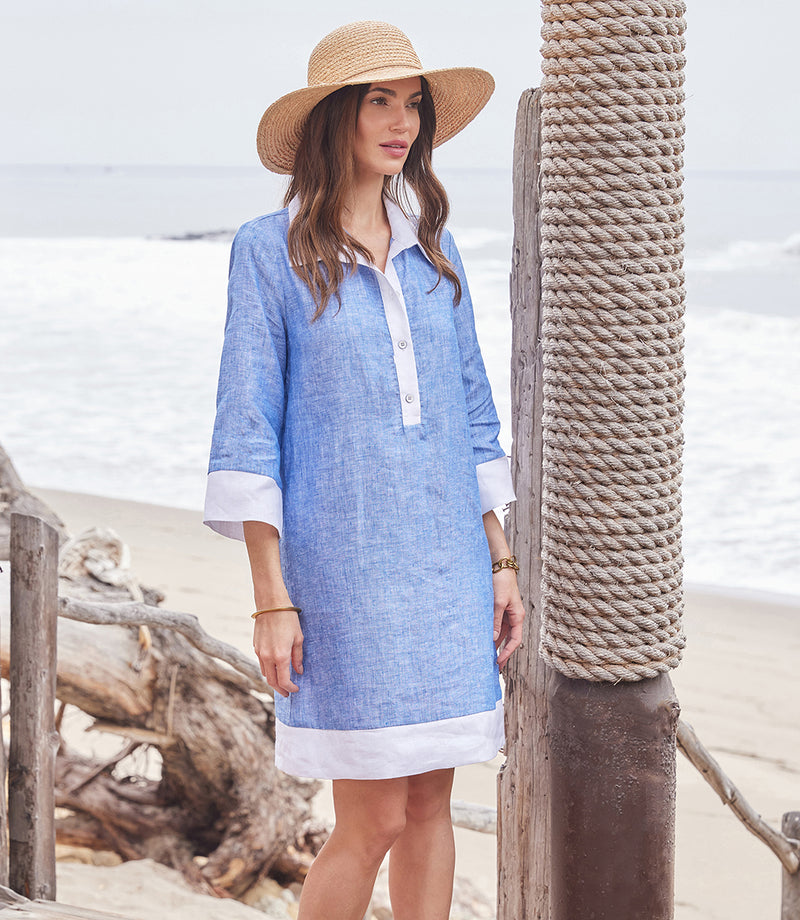 Blue Contrast Shirtdress | Karen Kane