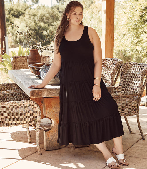 Essential Clothing Plus Size Dress, Joan Maxi Dress in Cranberry