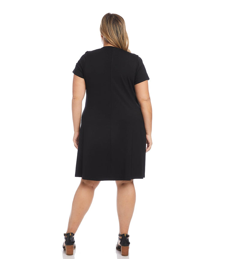 Black Plus Size Quinn V Neck Pocket Dress Karen Kane