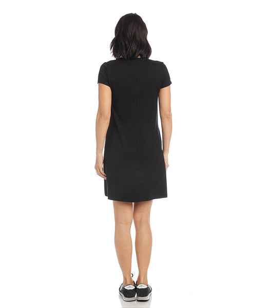 Black Quinn V Neck Pocket Dress Karen Kane