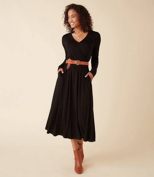 Black Midi Jersey Dress | Karen Kane