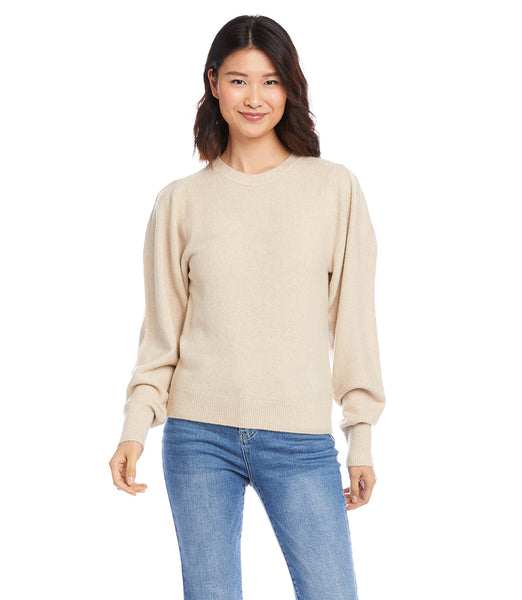 Ecru Poof Sleeve Sweater | Karen Kane