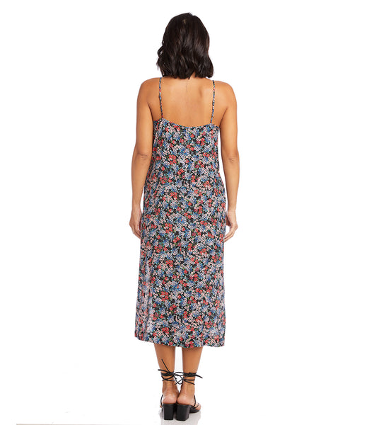 Floral Print Side-Slit Midi Dress | Karen Kane