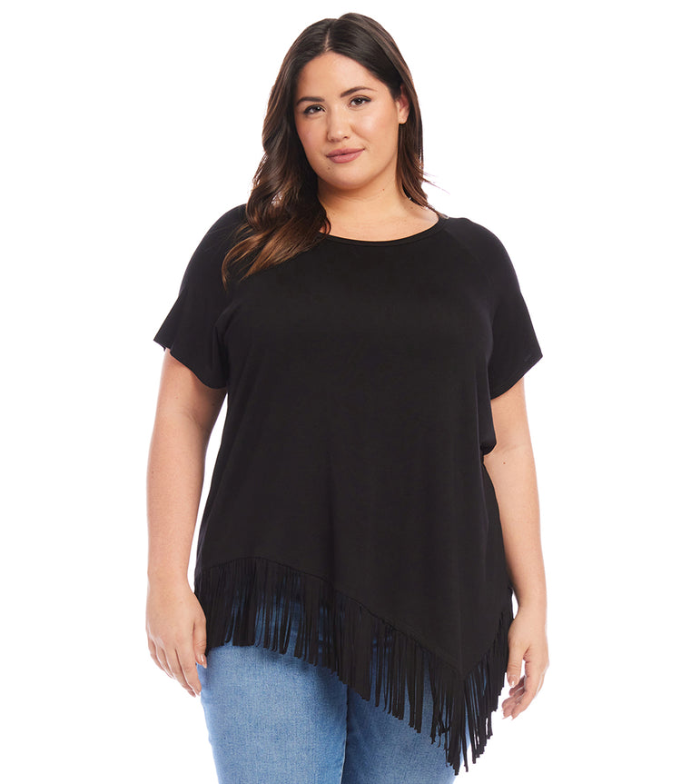 Plus Size Angled Fringe Top