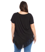 Plus Size Angled Fringe Top