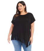 Plus Size Angled Fringe Top