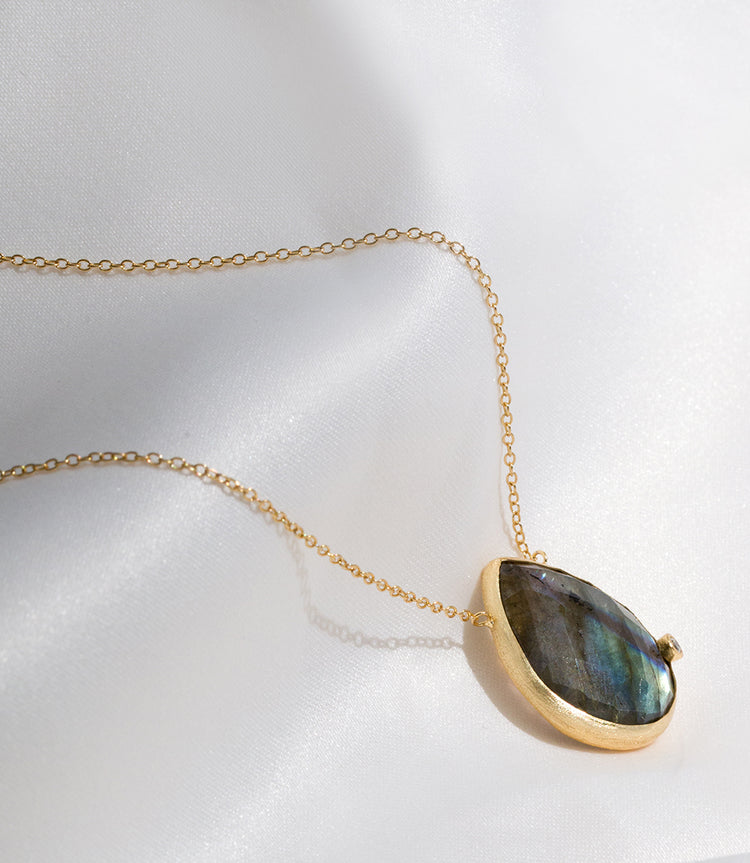 Gemstone Teardrop Necklace