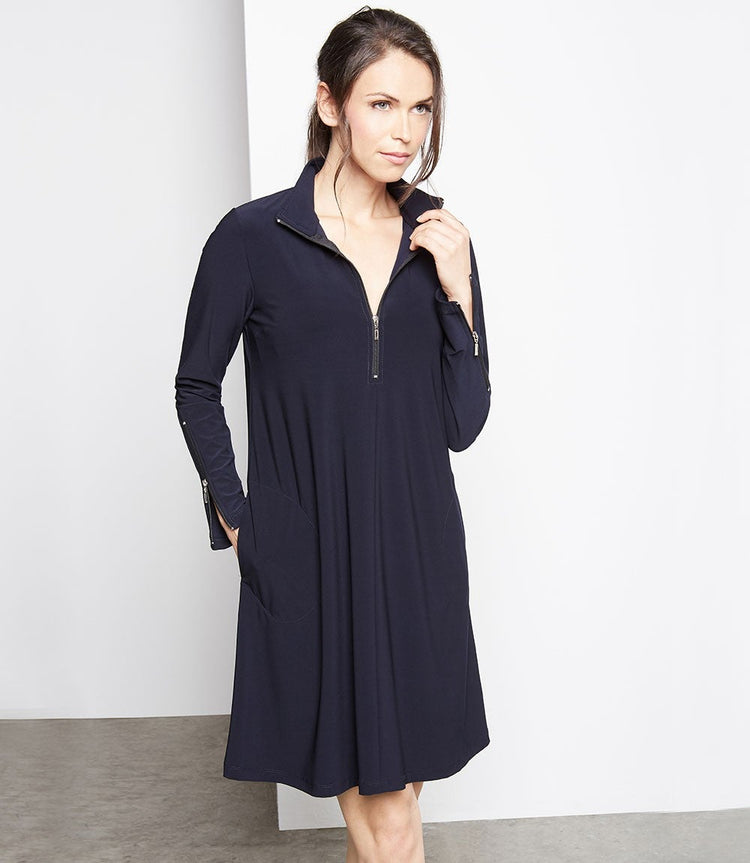 Navy Zip Up Travel Dress Karen Kane