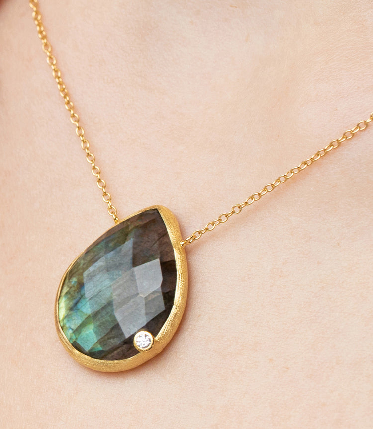 Gemstone Teardrop Necklace